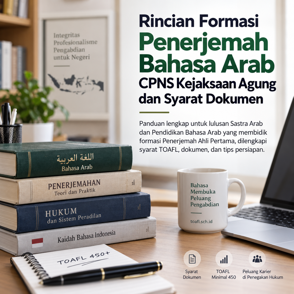 CPNS Penerjemah Bahasa Arab Kejaksaan: Syarat Dokumen 1 Ilustrasi persiapan CPNS Penerjemah Bahasa Arab Kejaksaan dengan TOAFL minimal 450 dan dokumen administrasi