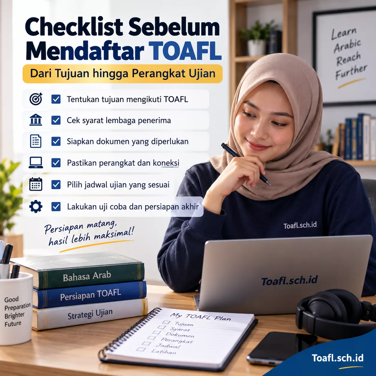 Checklist Persiapan Sebelum Daftar TOAFL 1 Checklist persiapan sebelum daftar TOAFL dari tujuan hingga perangkat ujian