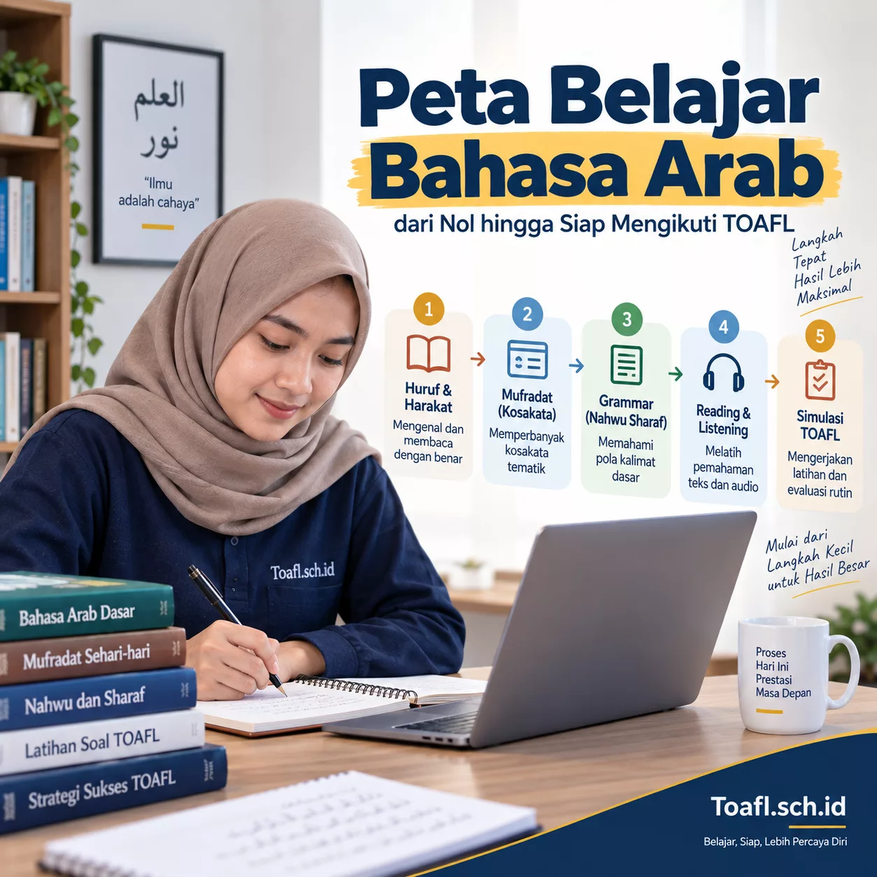 Belajar TOAFL dari Nol dengan Roadmap yang Terarah 1 Peta belajar bahasa Arab dari nol hingga siap mengikuti TOAFL