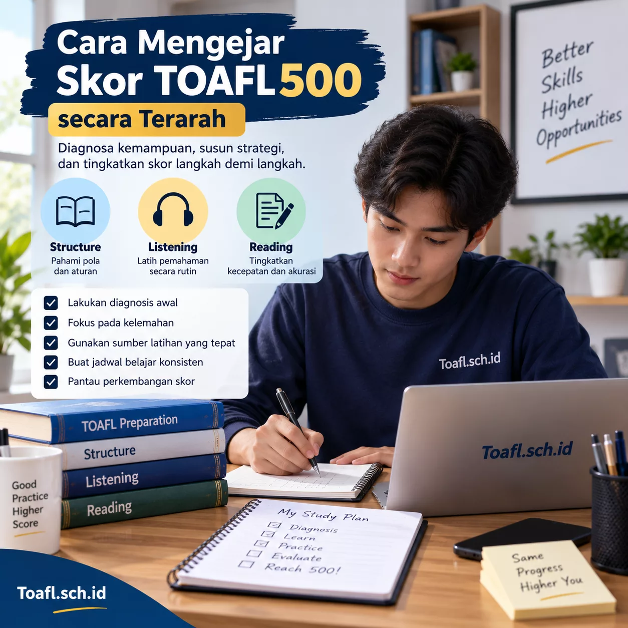 Cara Terarah Mengejar Skor TOAFL 500 1 Strategi mengejar skor TOAFL 500 dengan diagnosis istima tarakib dan qiraah