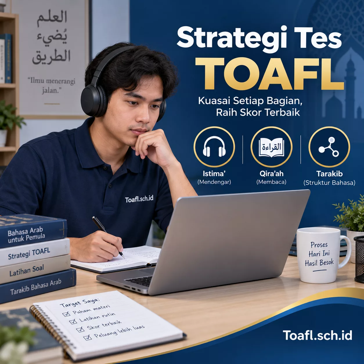 Strategi Tes TOAFL Bahasa Arab yang Lebih Efektif 1 Strategi tes TOAFL bahasa Arab untuk istima, qiraah, dan tarakib