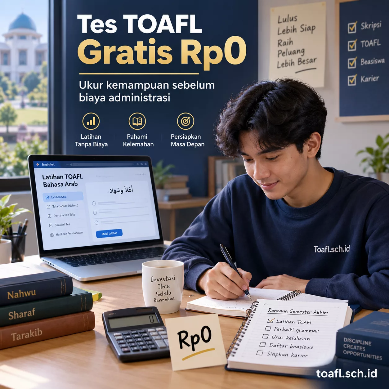 Tes TOAFL Gratis Sebelum Kelulusan Lebih Hemat 1 Mahasiswa semester akhir mengikuti tes TOAFL gratis Rp0 untuk mengukur kemampuan sebelum biaya administrasi kelulusan