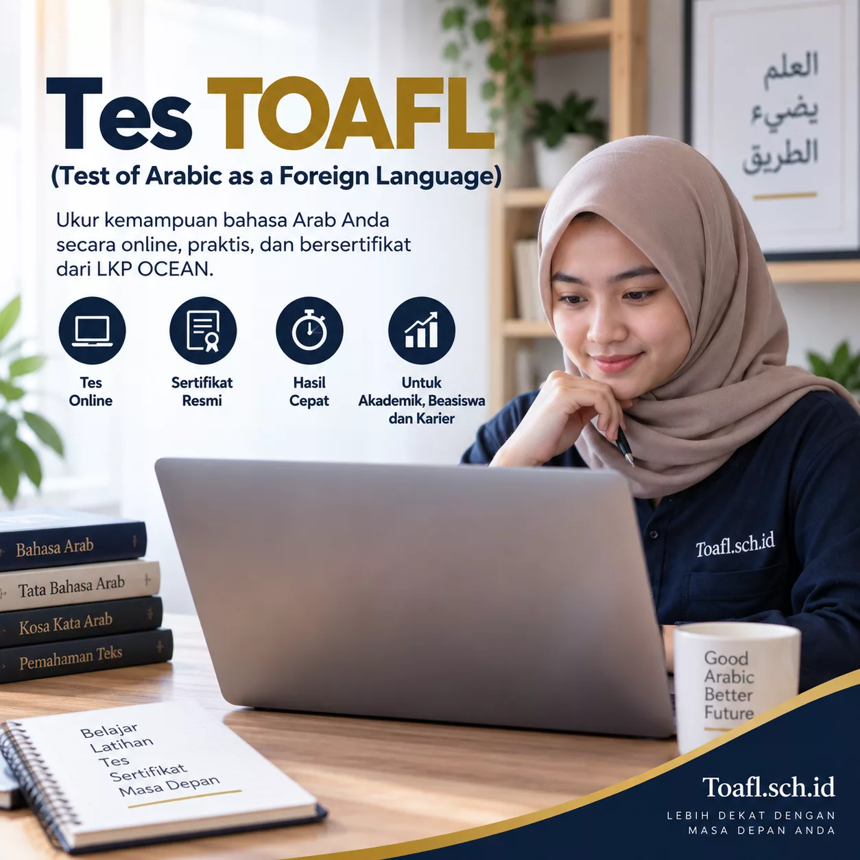 Tes TOAFL untuk Pemula Panduan Lengkap Sebelum Mulai 1 Peserta mempersiapkan tes TOAFL Test of Arabic as a Foreign Language secara online bersama Toafl.sch.id